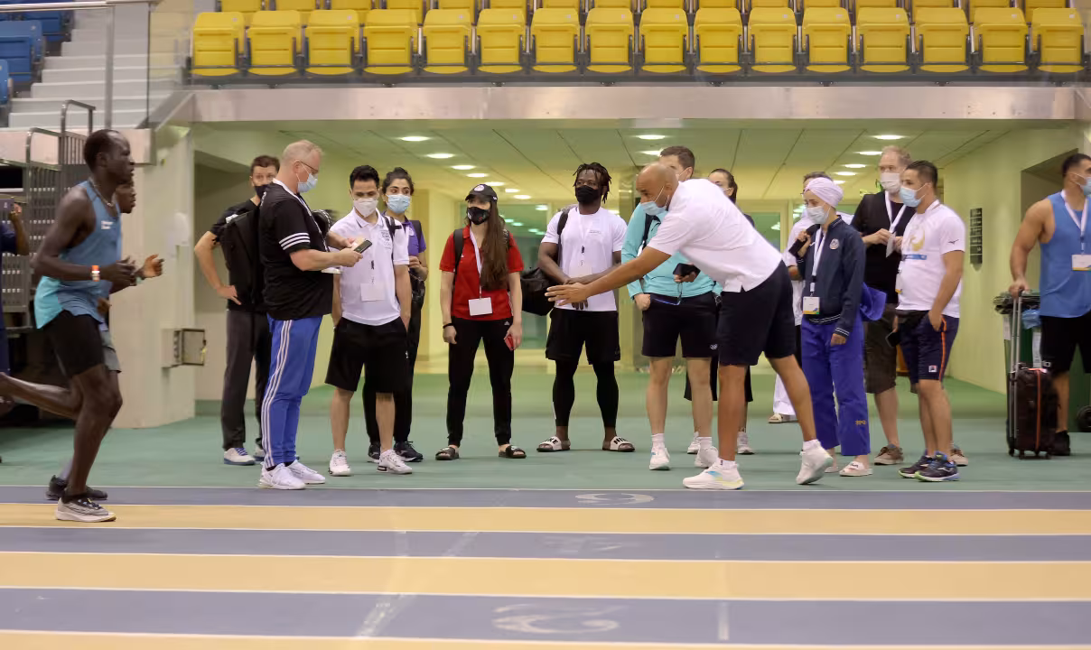 At their training camp in Doha..Refugee Olympic Team Athletes gear up for Tokyo Olympics